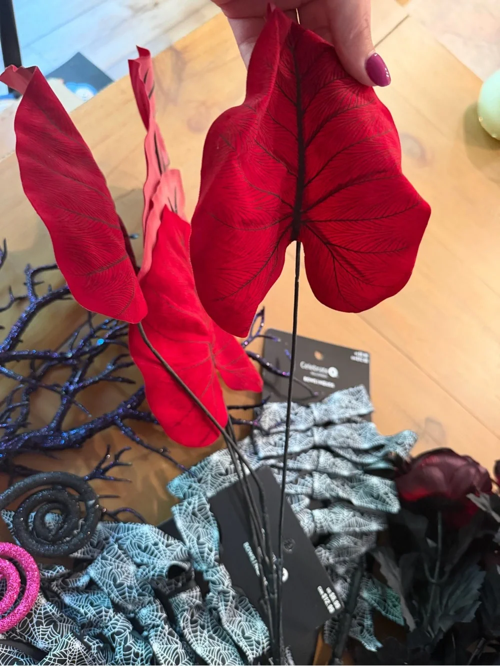 Halloween NWT lot of Decorative Mixed Faux Floral Stems goth flowers for crafts